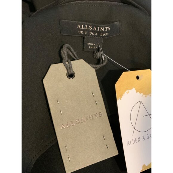 ALLSAINTS Codia Black Silk Trim V-Neck Sheath Dress, Size 4, NWT! - Picture 7 of 7